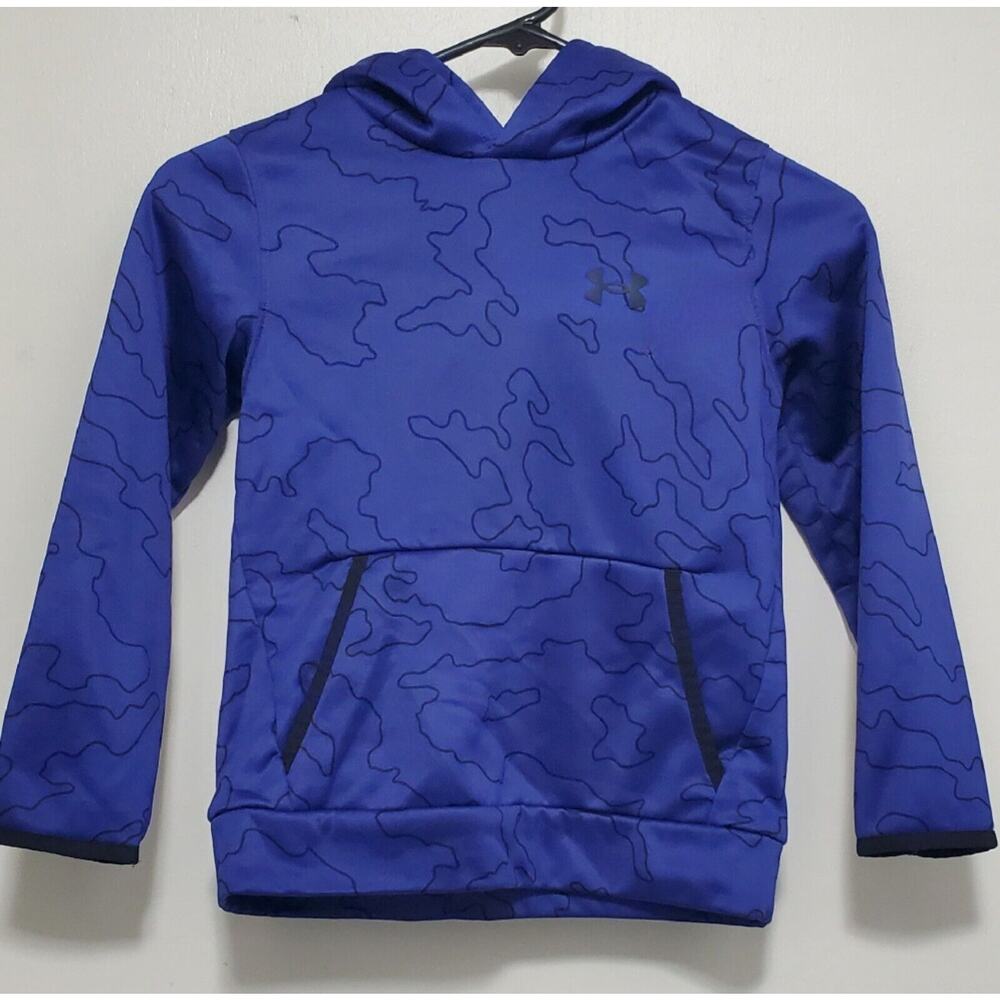 Under Armour Boys Hoodie Pullover‎ Size Small Purple Blk Pattern Great Condition